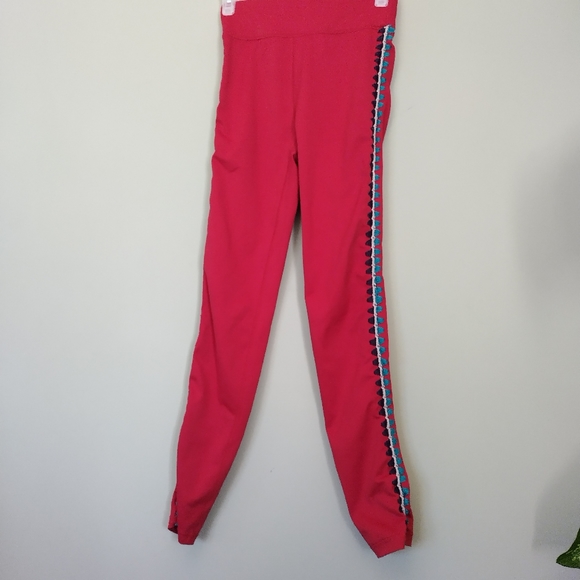 Carbon38 Womens XS Red Crochet Side Seam High Waisted Leggings - Picture 7 of 11